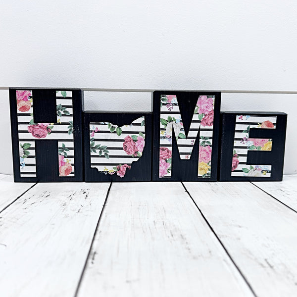 Ohio Home Floral Wooden Letter Block Set, Farmhouse Style Decor for Shelf, Mantle or Tabletop (Copy)