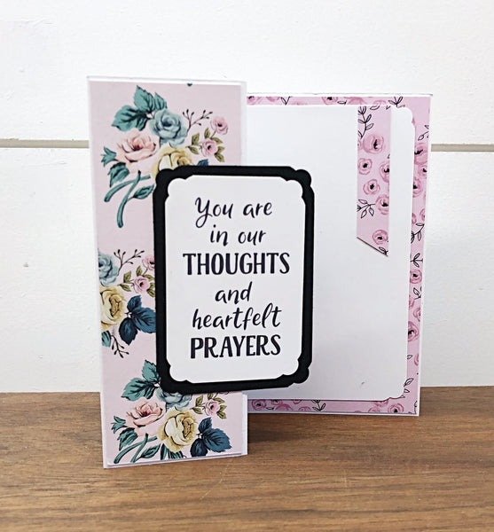 Beautiful Floral Handmade Sympathy Card, You are in Our Thoughts and Prayers Message