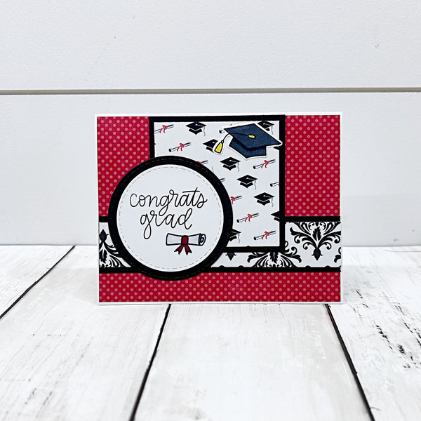 Handmade Graduation Card, Red White and Black Card for Graduate