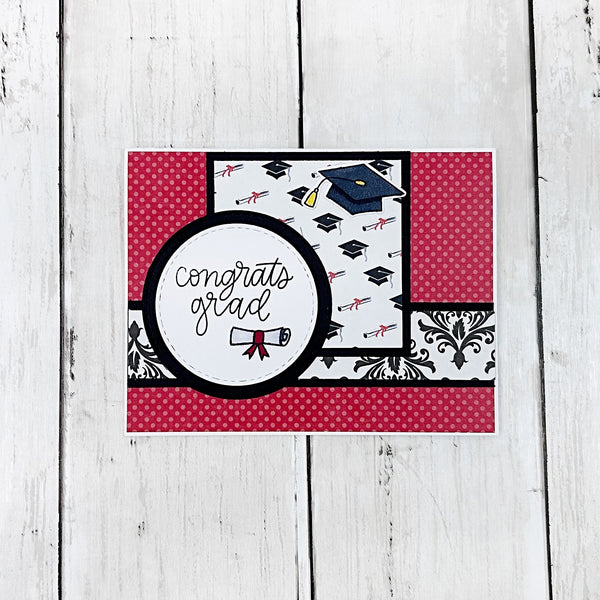 Handmade Graduation Card, Red White and Black Card for Graduate