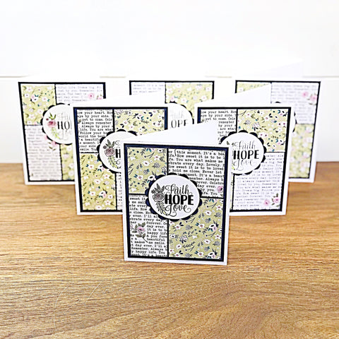 Faith Hope Love Note Card Set of 6, Handmade Simple Inspirational Greetings
