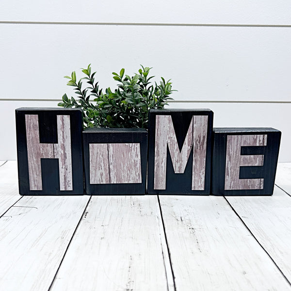 Wyoming Home Rustic Wooden Letter Block Set, Farmhouse Style Decor for Shelf, Mantle or Tabletop