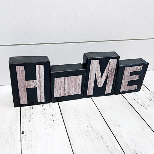Wyoming Home Rustic Wooden Letter Block Set, Farmhouse Style Decor for Shelf, Mantle or Tabletop