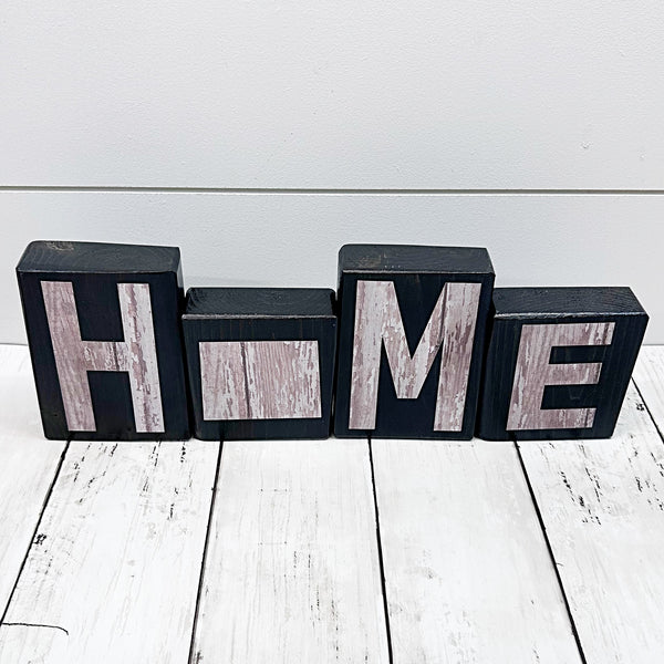 Wyoming Home Rustic Wooden Letter Block Set, Farmhouse Style Decor for Shelf, Mantle or Tabletop