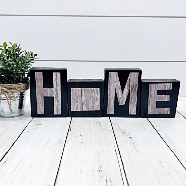 Wyoming Home Rustic Wooden Letter Block Set, Farmhouse Style Decor for Shelf, Mantle or Tabletop