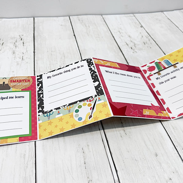 Interactive Teacher Thank you Card, Accordion Fold with Gift Card Pocket