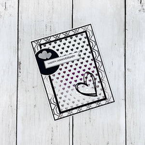 Elegant Happy Anniversary, Silver and White Handmade Greeting Card
