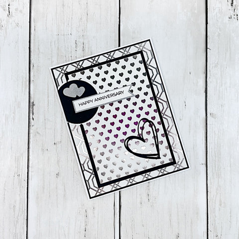 Elegant Happy Anniversary, Silver and White Handmade Greeting Card