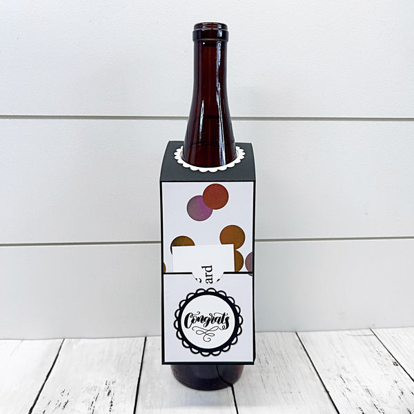 Congratulations Wine Bottle Gift Tag and Gift Card Holder for Weddings, Engagements, Graduations, New Job, New House