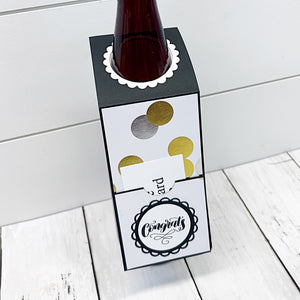 Congratulations Wine Bottle Gift Tag and Gift Card Holder for Weddings, Engagements, Graduations, New Job, New House