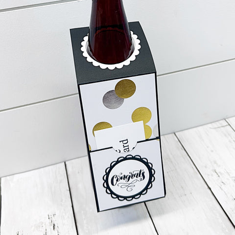 Congratulations Wine Bottle Gift Tag and Gift Card Holder for Weddings, Engagements, Graduations, New Job, New House
