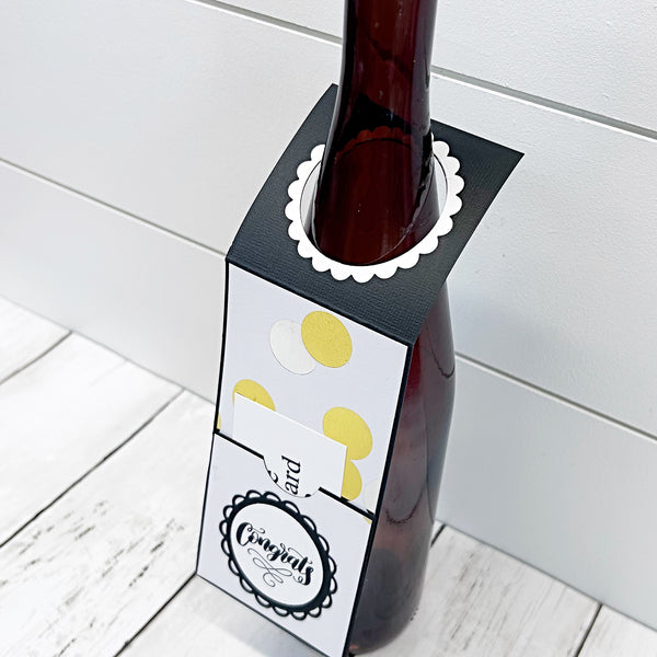 Congratulations Wine Bottle Gift Tag and Gift Card Holder for Weddings, Engagements, Graduations, New Job, New House