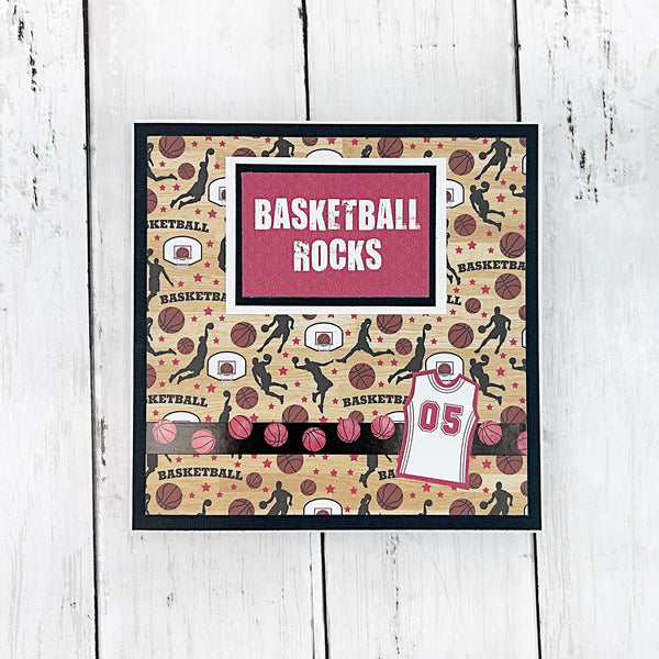 Basketball Rocks Premade Mini Photo Scrapbook Album, Ready for Photos