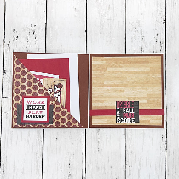 Basketball Rocks Premade Mini Photo Scrapbook Album, Ready for Photos