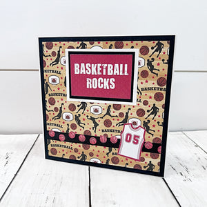 Basketball Rocks Premade Mini Photo Scrapbook Album, Ready for Photos