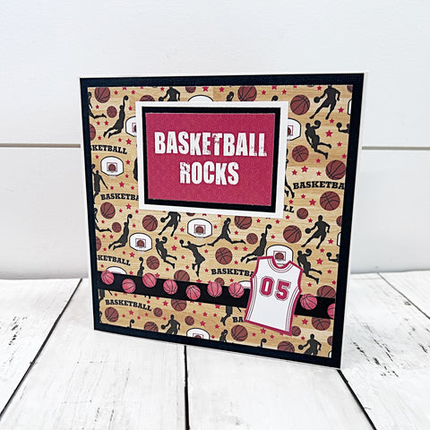 Basketball Rocks Premade Mini Photo Scrapbook Album, Ready for Photos