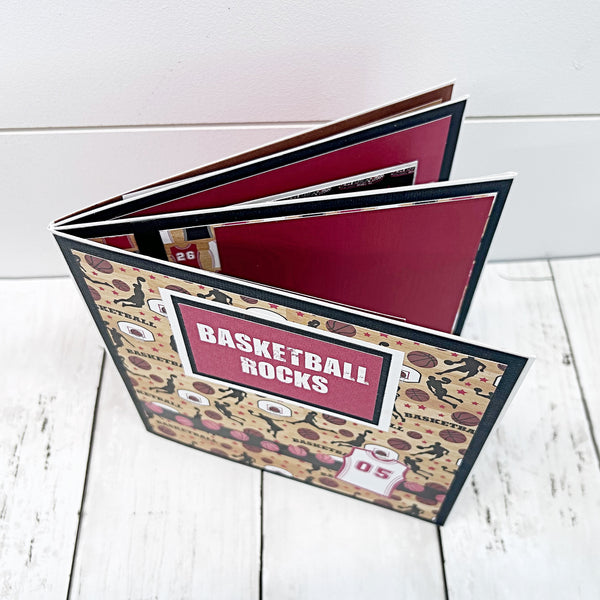 Basketball Rocks Premade Mini Photo Scrapbook Album, Ready for Photos