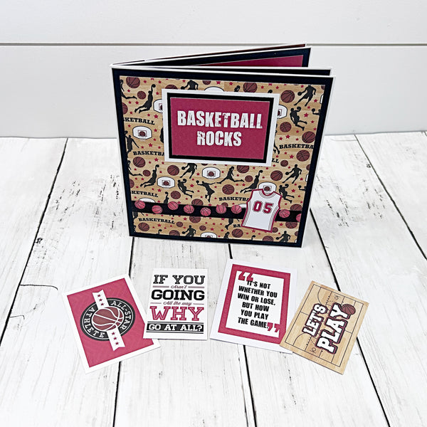 Basketball Rocks Premade Mini Photo Scrapbook Album, Ready for Photos