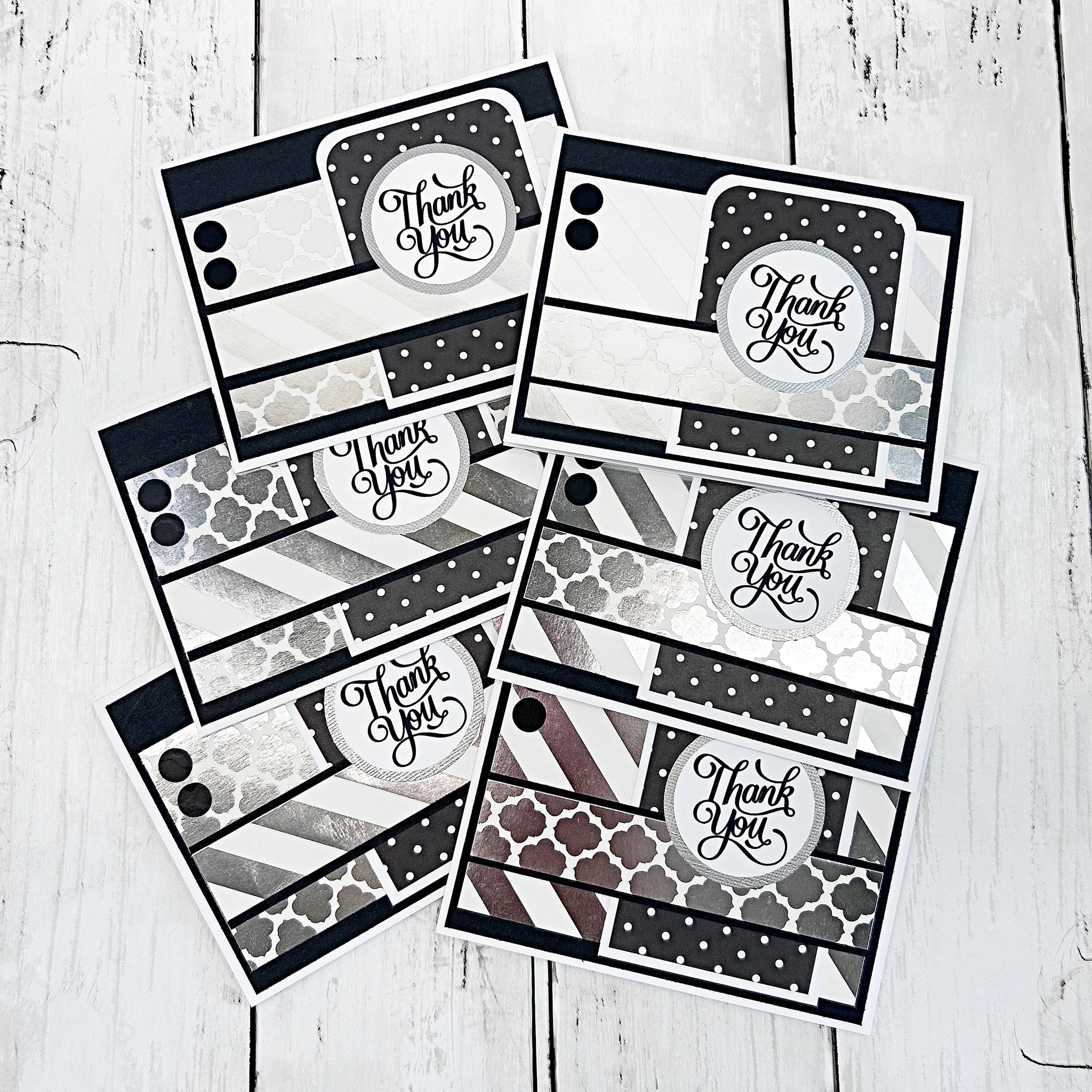 Elegant Thank You Card Set of 6, Handmade Notecards