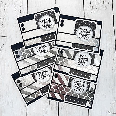 Elegant Thank You Card Set of 6, Handmade Notecards