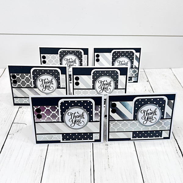 Elegant Thank You Card Set of 6, Handmade Notecards