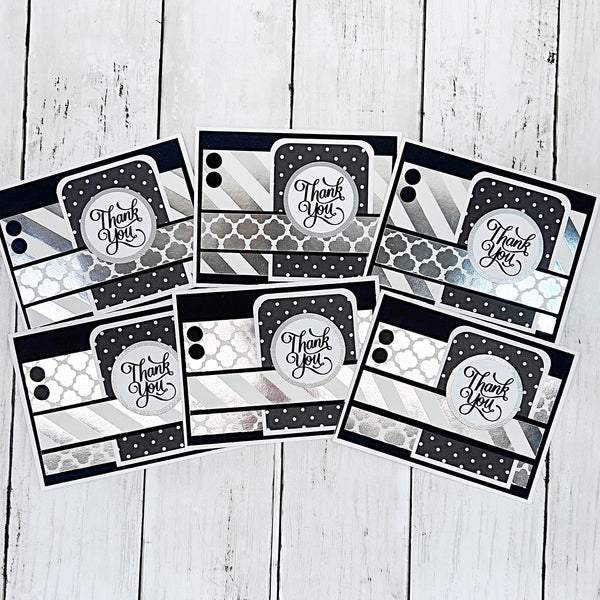 Elegant Thank You Card Set of 6, Handmade Notecards