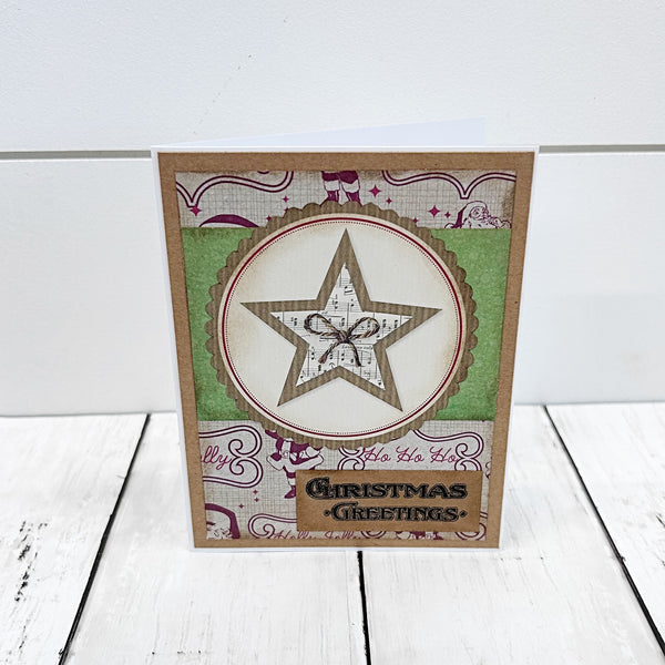 Vintage Style Christmas Card Set of 7, Handmade Holiday Cards