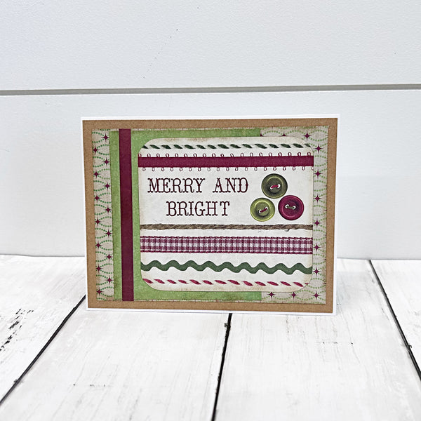 Vintage Style Christmas Card Set of 7, Handmade Holiday Cards