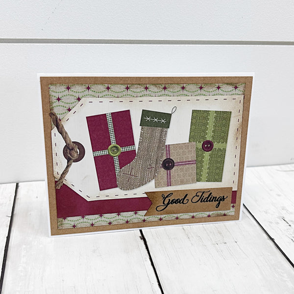 Vintage Style Christmas Card Set of 7, Handmade Holiday Cards