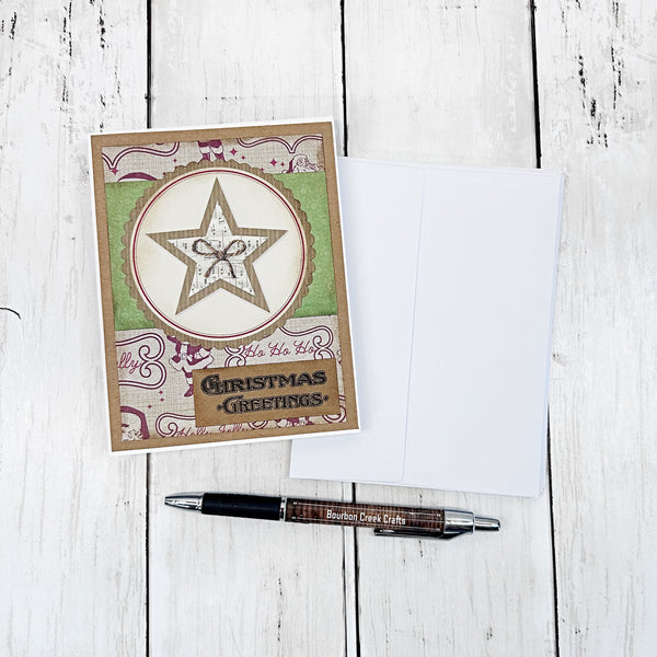 Vintage Style Christmas Card Set of 7, Handmade Holiday Cards