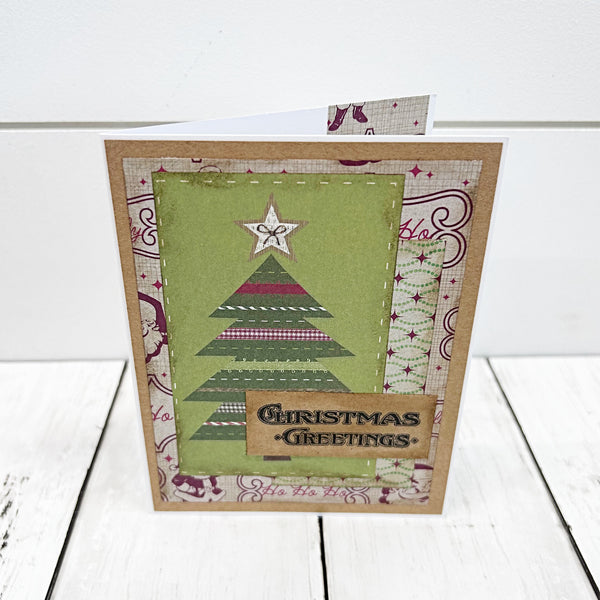 Vintage Style Christmas Card Set of 7, Handmade Holiday Cards