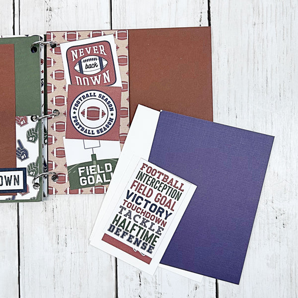 Football Premade Mini Photo Scrapbook Album, Ready for Photos