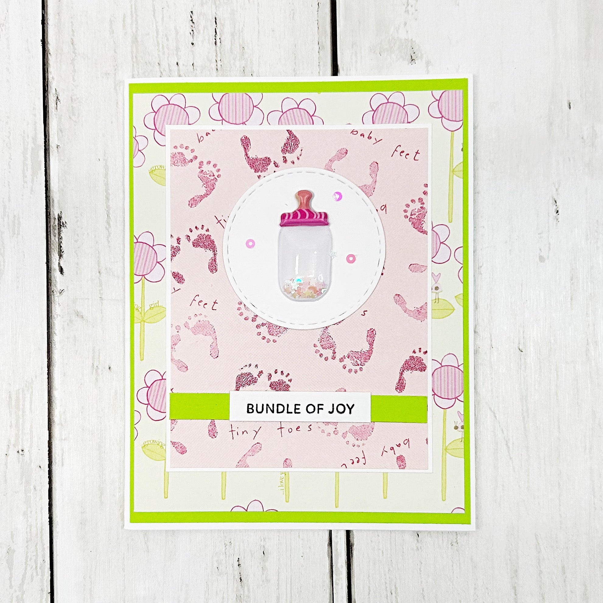 New Baby Congratulations Card, Baby Girl Handmade Greeting