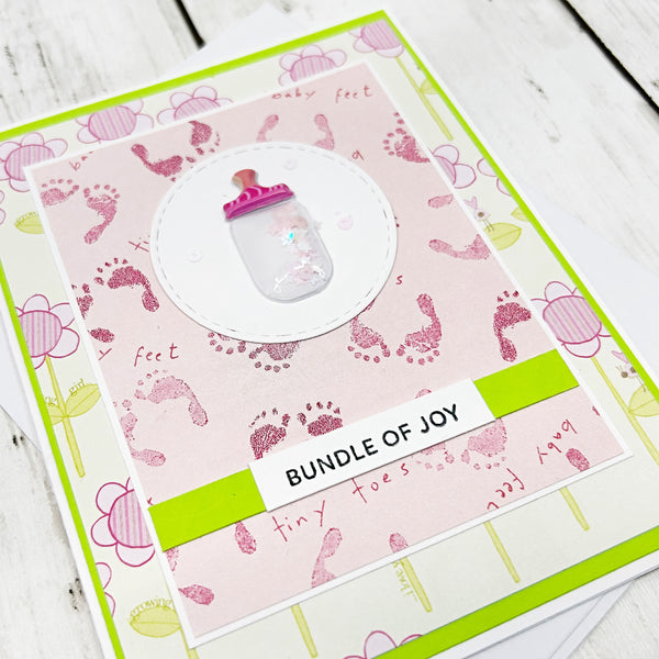 New Baby Congratulations Card, Baby Girl Handmade Greeting