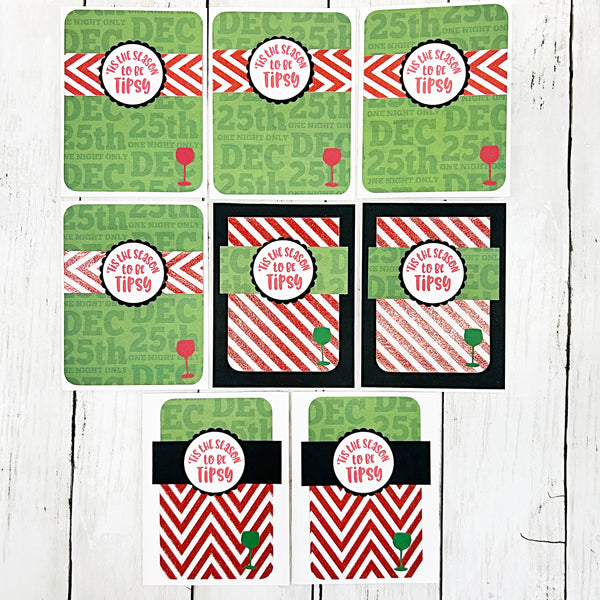 Fun Cocktail Themed Christmas Card Set of 8, Handmade Holiday Cards
