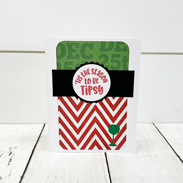 Fun Cocktail Themed Christmas Card Set of 8, Handmade Holiday Cards