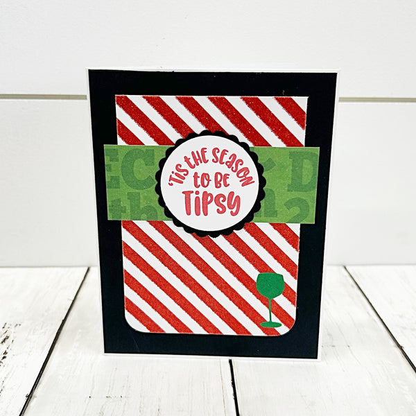 Fun Cocktail Themed Christmas Card Set of 8, Handmade Holiday Cards