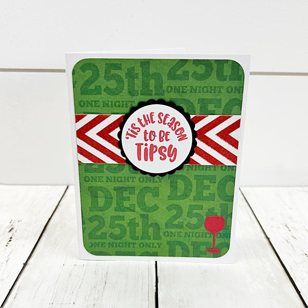 Fun Cocktail Themed Christmas Card Set of 8, Handmade Holiday Cards
