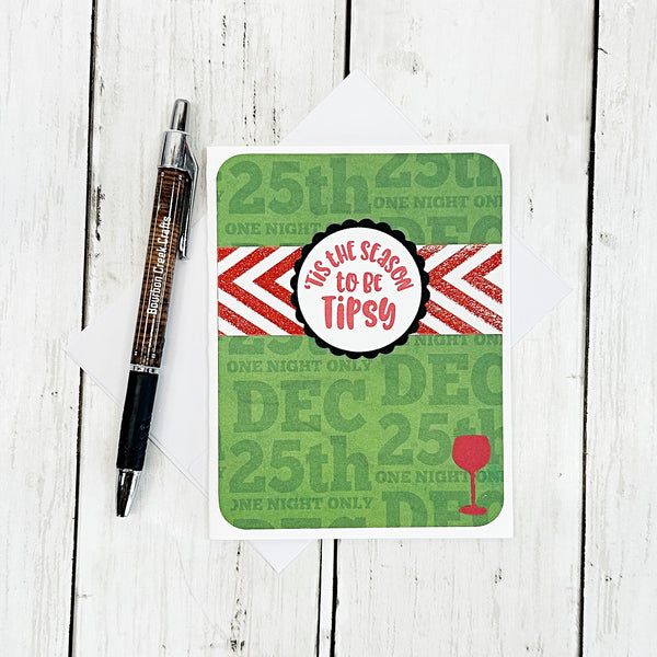 Fun Cocktail Themed Christmas Card Set of 8, Handmade Holiday Cards