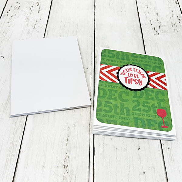 Fun Cocktail Themed Christmas Card Set of 8, Handmade Holiday Cards