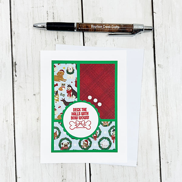 Cute Christmas Dogs Card Set of 6, Handmade Holiday Cards