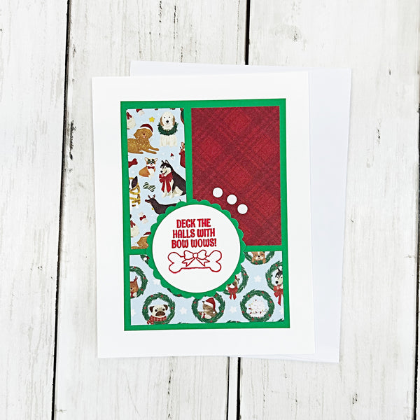 Cute Christmas Dogs Card Set of 6, Handmade Holiday Cards