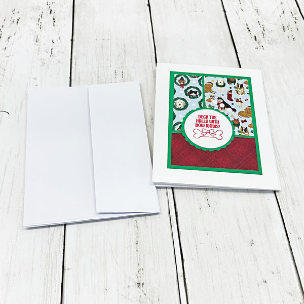 Cute Christmas Dogs Card Set of 6, Handmade Holiday Cards