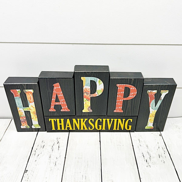 Reversible Merry Christmas/Happy Thanksgiving Block Set for Mantle or Shelf Decor