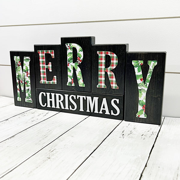 Reversible Merry Christmas/Happy Thanksgiving Block Set for Mantle or Shelf Decor