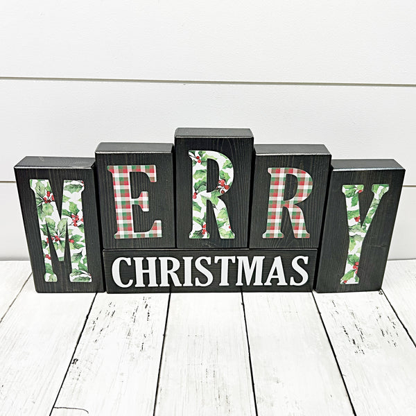 Reversible Merry Christmas/Happy Thanksgiving Block Set for Mantle or Shelf Decor