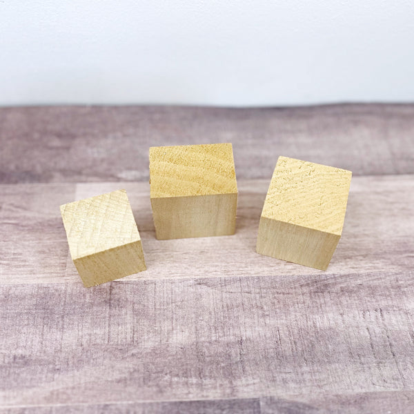 Unfinished Wooden Cubes for Crafting, Assorted Sizes