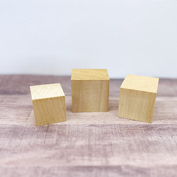 Unfinished Wooden Cubes for Crafting, Assorted Sizes