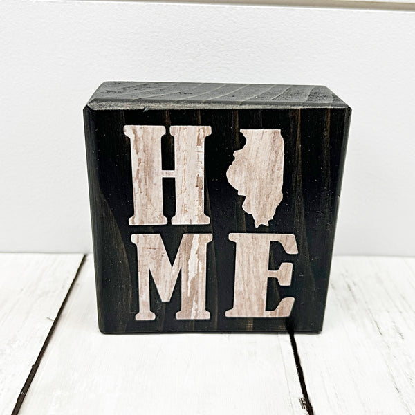 3 inch brown and white illinois home block sign