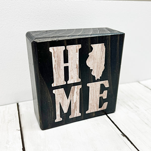 3 inch brown and white illinois home block sign side